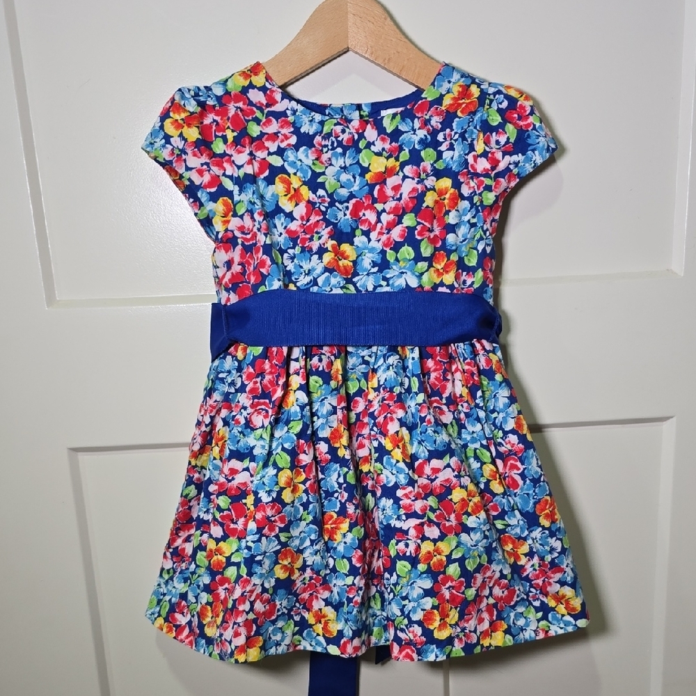Ralph Lauren Floral Kids Dress with Blue Sash